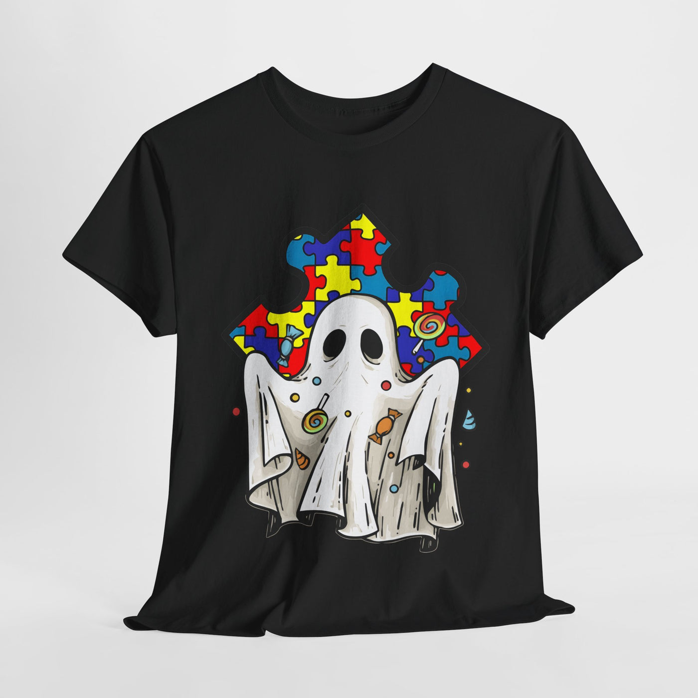 Ghostly Puzzle  Tee - Perfect for Halloween and Autism Awareness