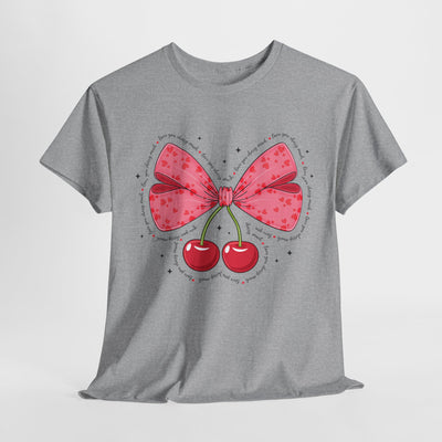 Cute Cherry Bow  Tee - Fun Graphic T-Shirt for Summer