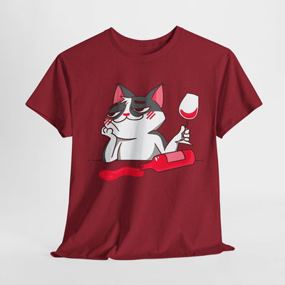 Chill Cat Wine Tee | Cute Cat Graphic T-Shirt for Pet Lovers