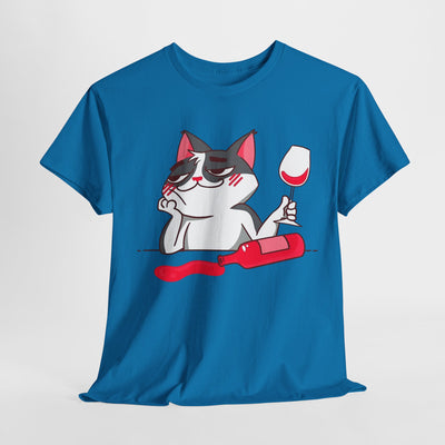 Chill Cat Wine Tee | Cute Cat Graphic T-Shirt for Pet Lovers