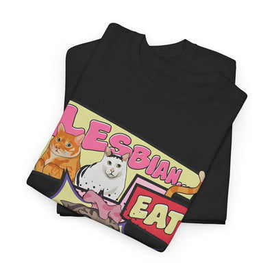 Whimsical Cat-Themed Unisex Tee - "Lesbian Eat What?" Design