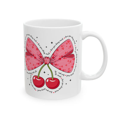 Cherry Bow Valentine Girl Mug - Perfect for Valentine's Day & Everyday Gifts