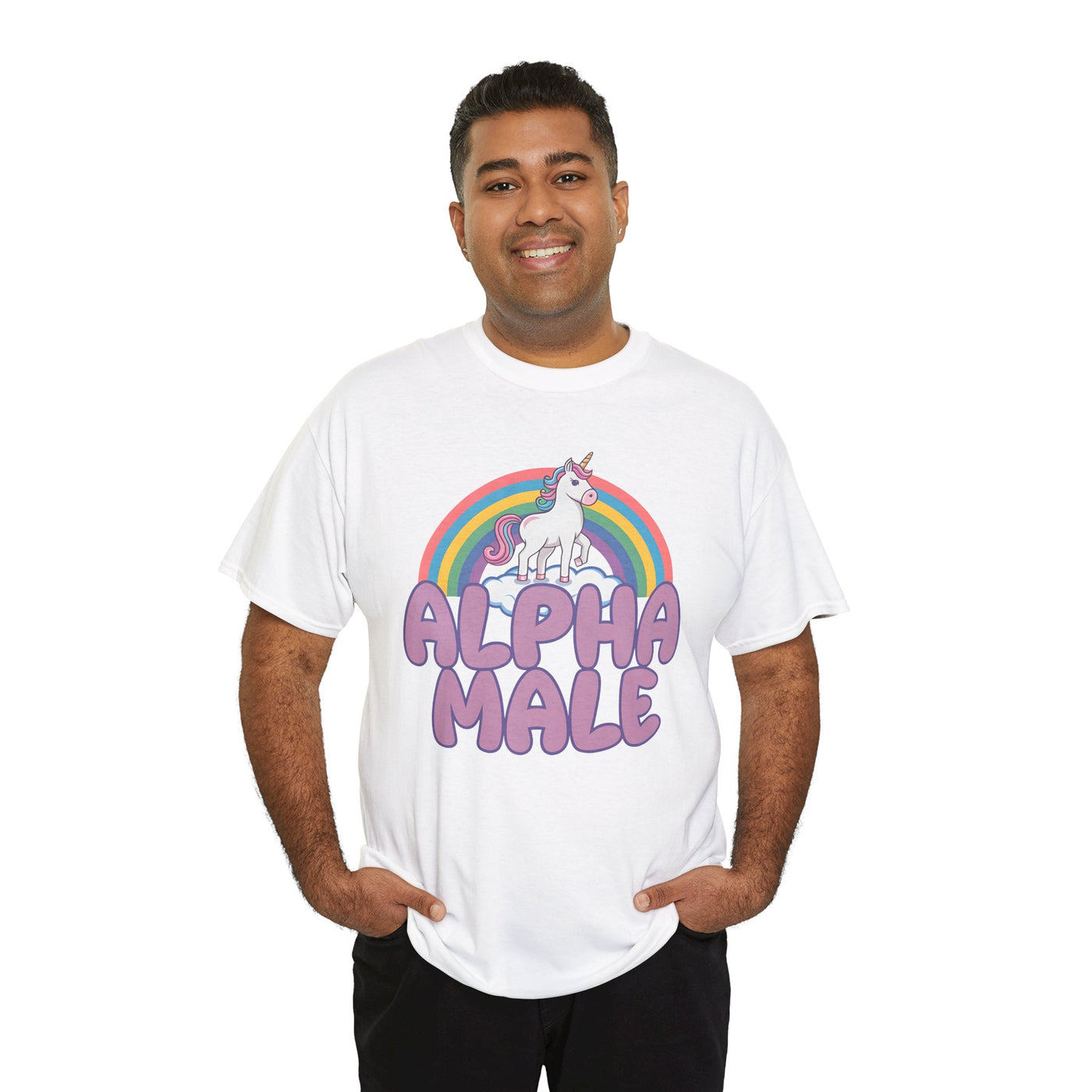 Funny Tee - Funny Alpha Male Unicorn Rainbow T-Shirt