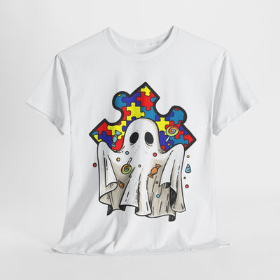 Ghostly Puzzle  Tee - Perfect for Halloween and Autism Awareness