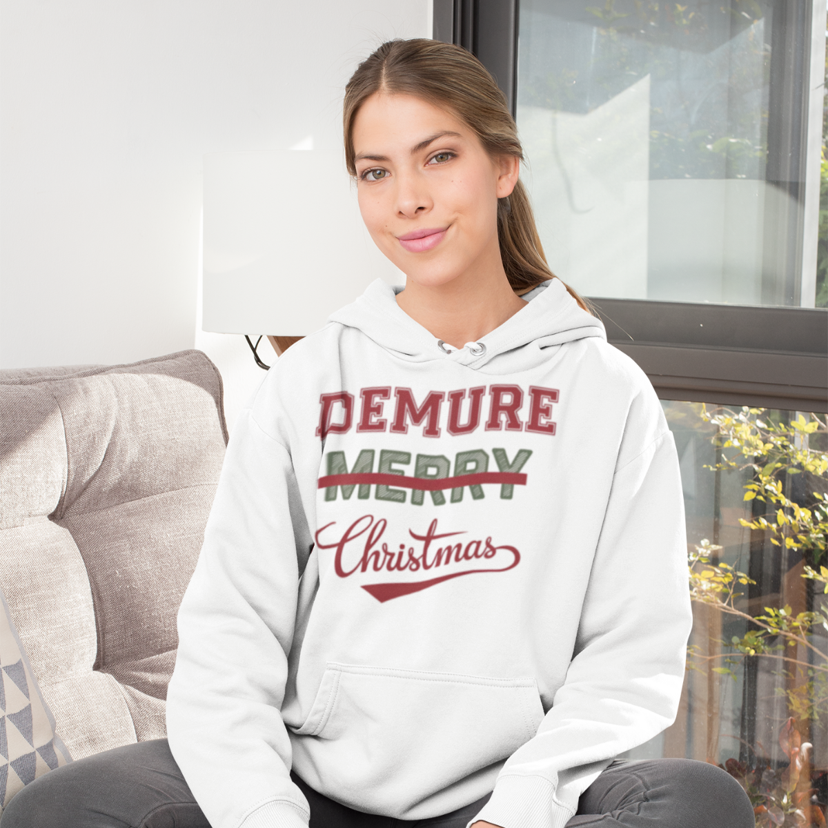 Merry Christmas Hoodie - with Demure Design