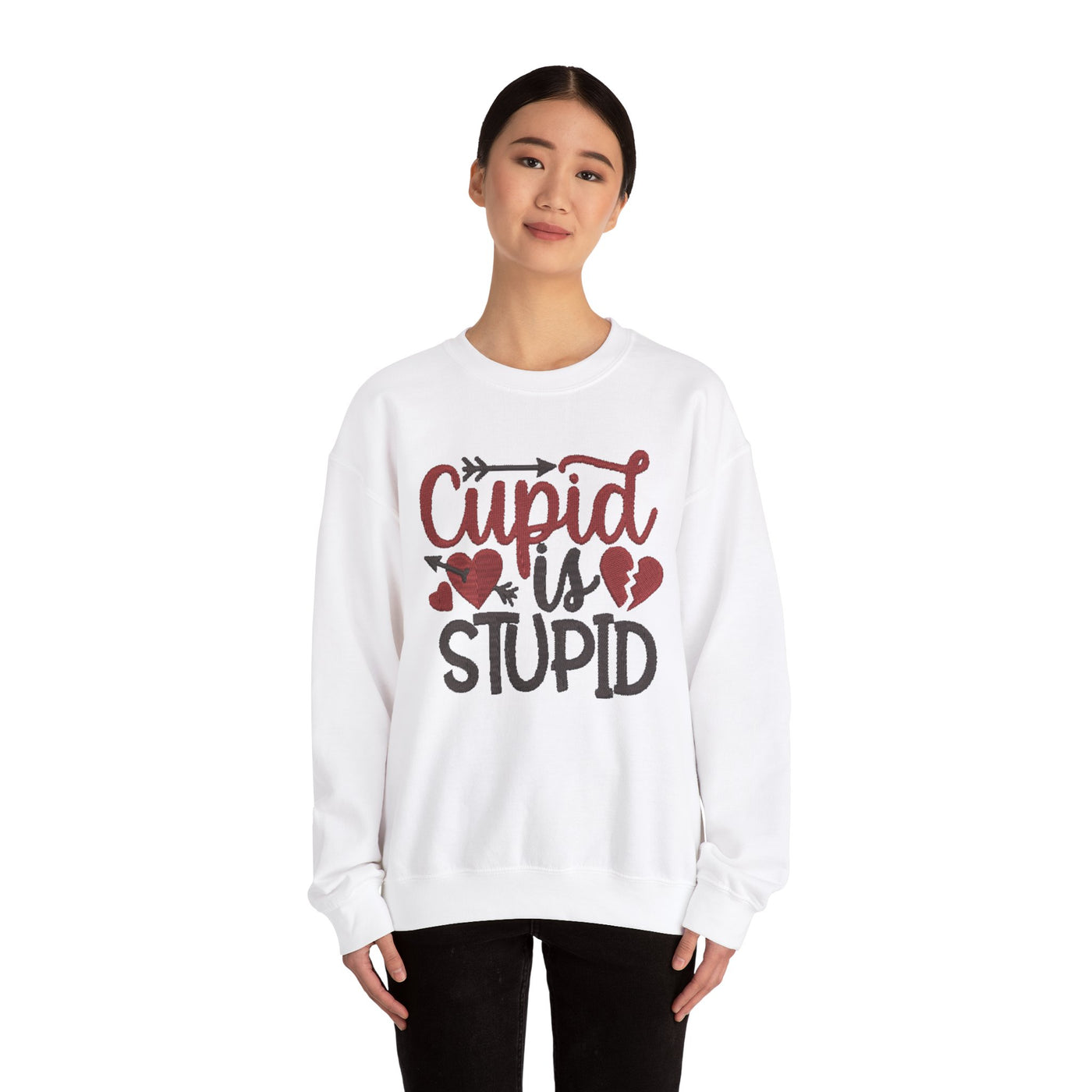 Funny Cupid is Stupid Crewneck Sweatshirt for Valentine's Day