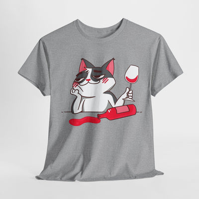 Chill Cat Wine Tee | Cute Cat Graphic T-Shirt for Pet Lovers