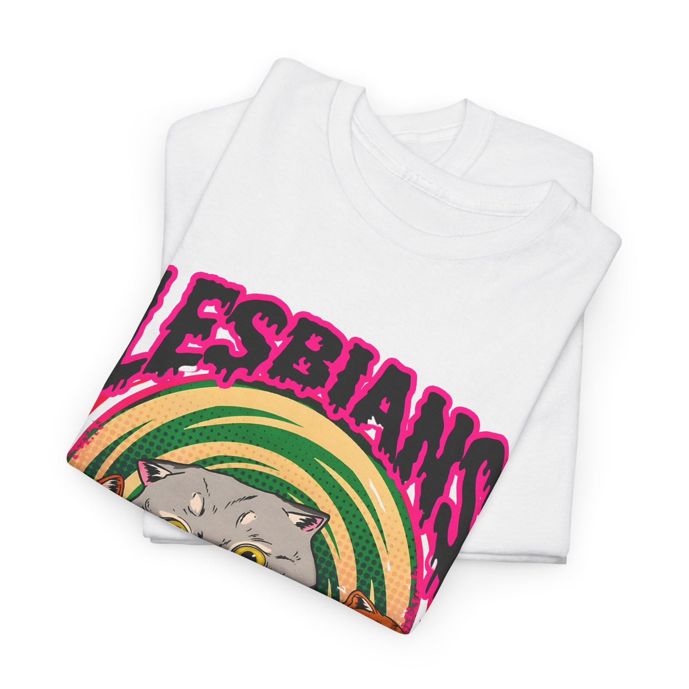 Playful Cat-Themed Tee – 'Lesbians Eat What?'