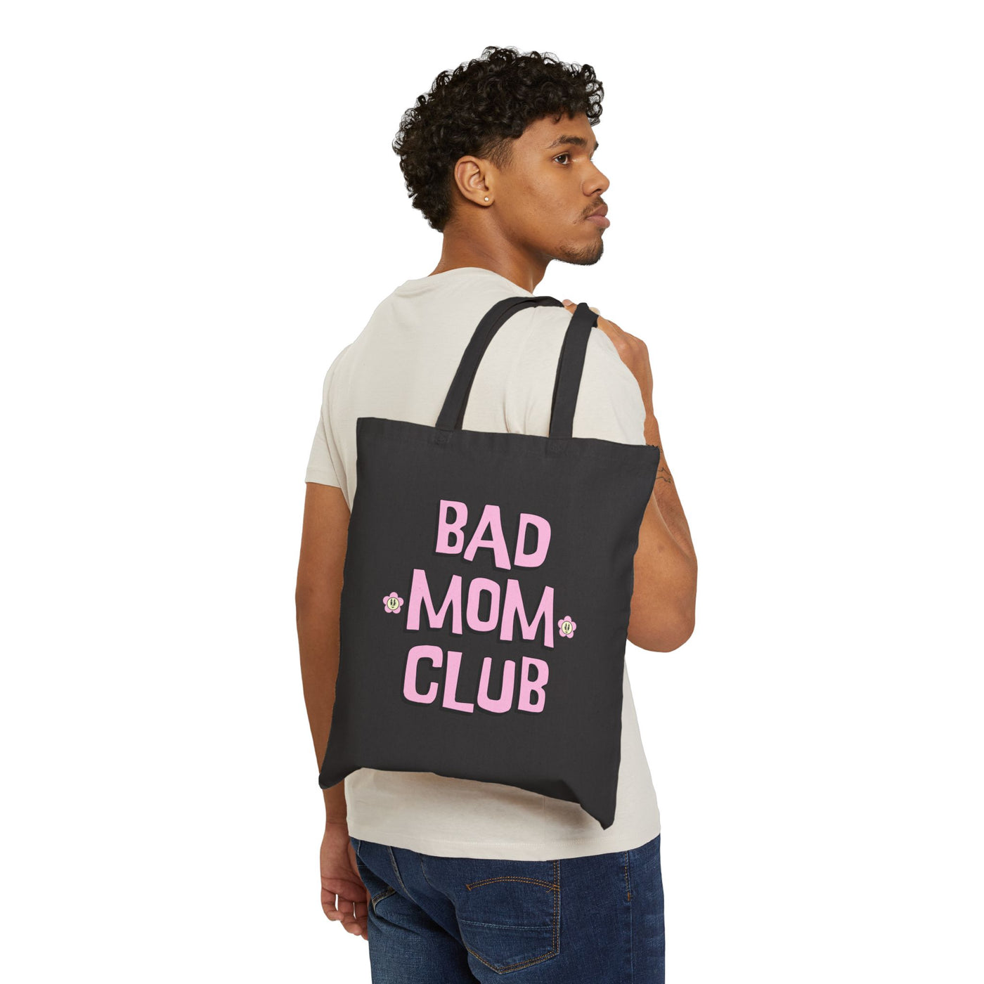 Bad Mom Club Cotton Canvas Tote Bag - Stylish & Fun Bag for Moms