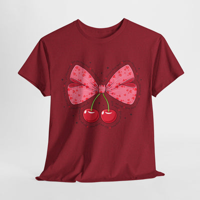 Cute Cherry Bow  Tee - Fun Graphic T-Shirt for Summer