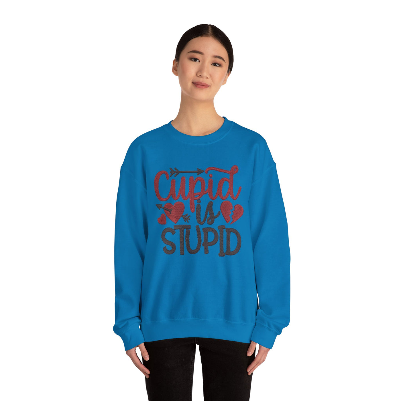 Funny Cupid is Stupid Crewneck Sweatshirt for Valentine's Day