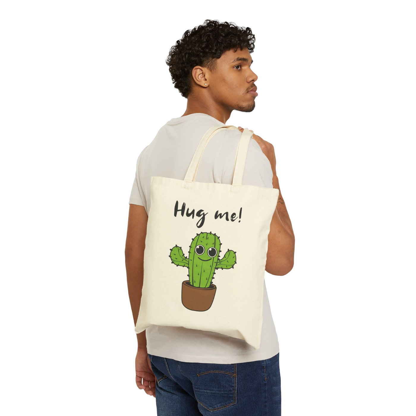 Cute Cactus Tote Bag - Hug Me! | Grocery Bag