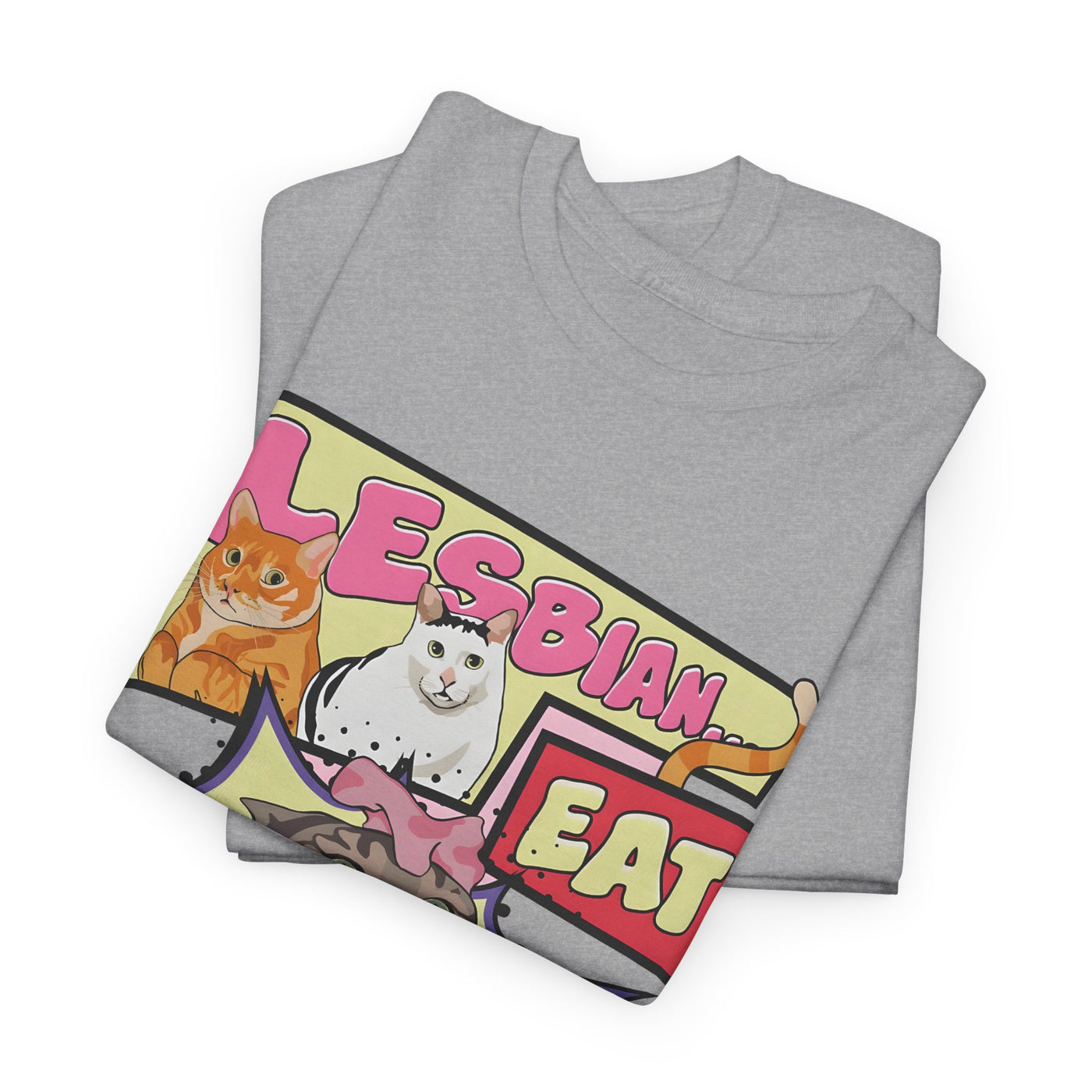 Whimsical Cat-Themed Unisex Tee - "Lesbian Eat What?" Design