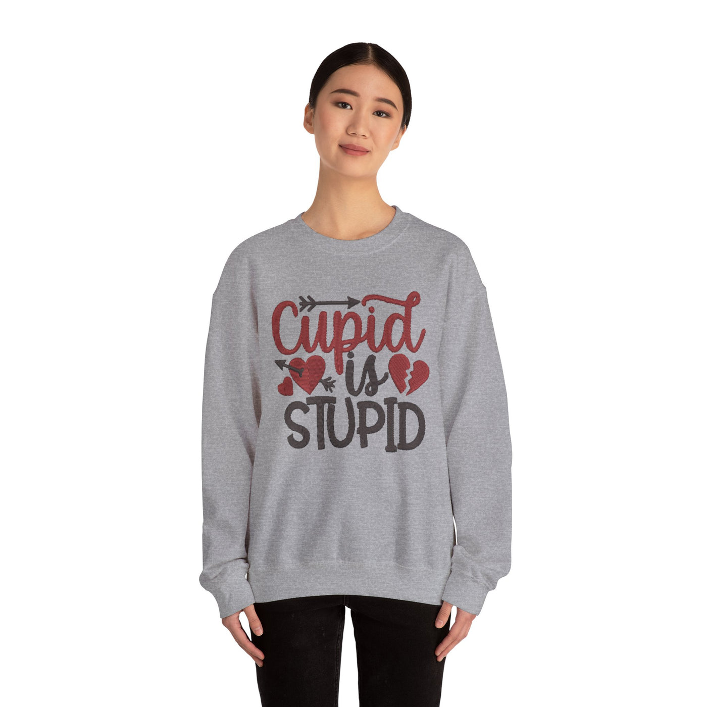 Funny Cupid is Stupid Crewneck Sweatshirt for Valentine's Day