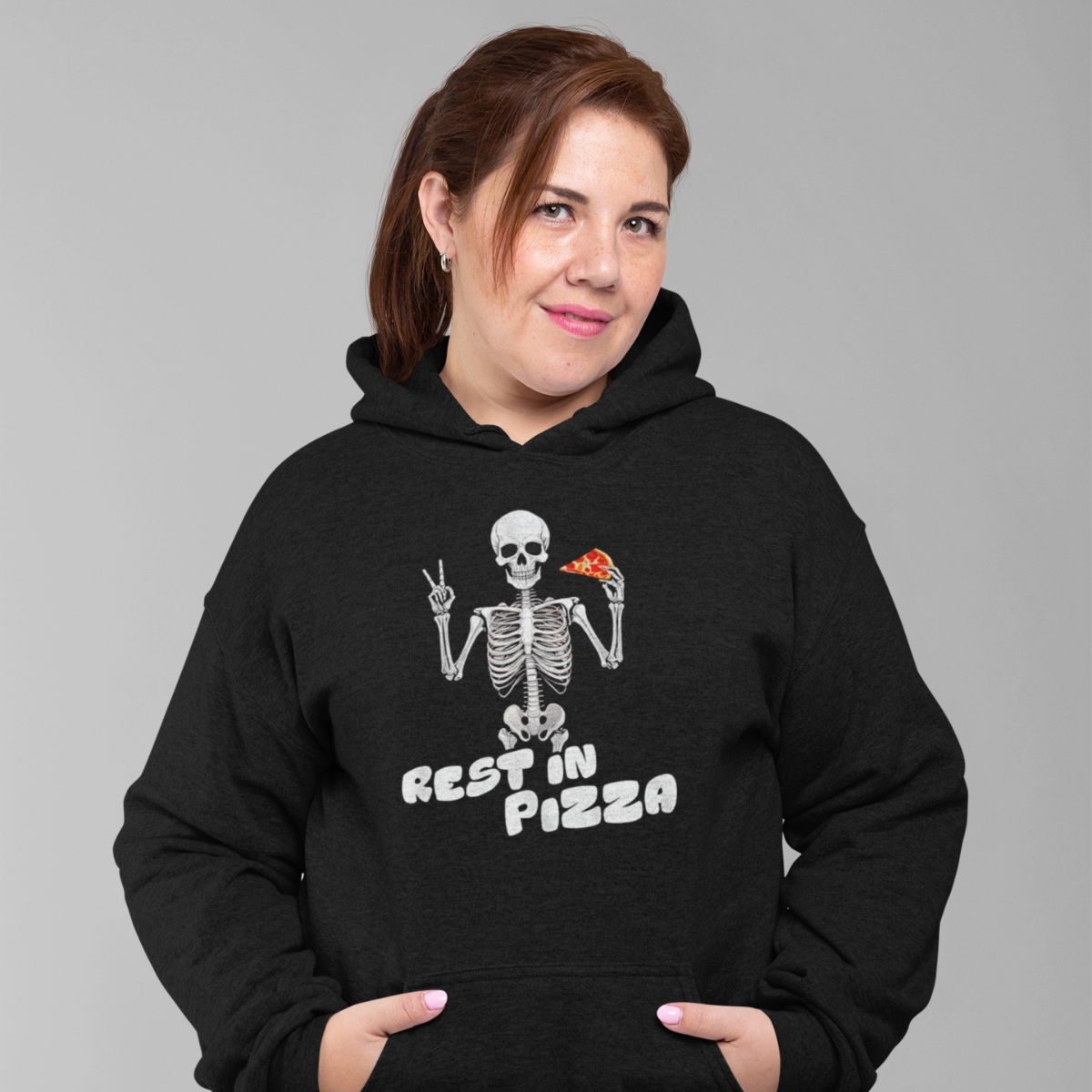 Rest in Pizza Skeleton Hoodie - Hoodie Pizza Halloween