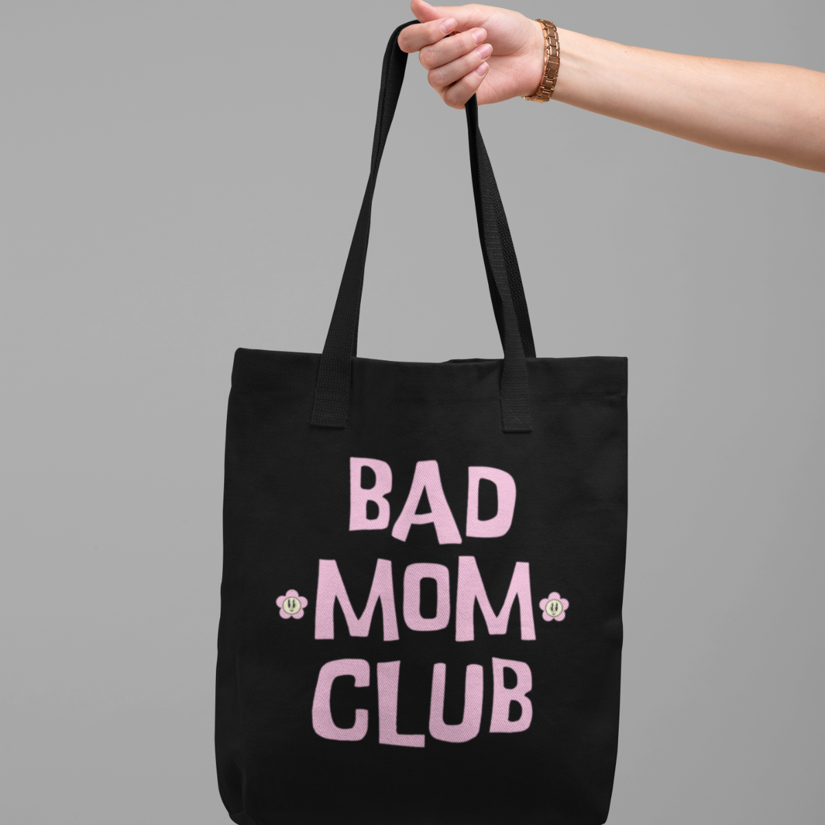 Bad Mom Club Cotton Canvas Tote Bag - Stylish & Fun Bag for Moms